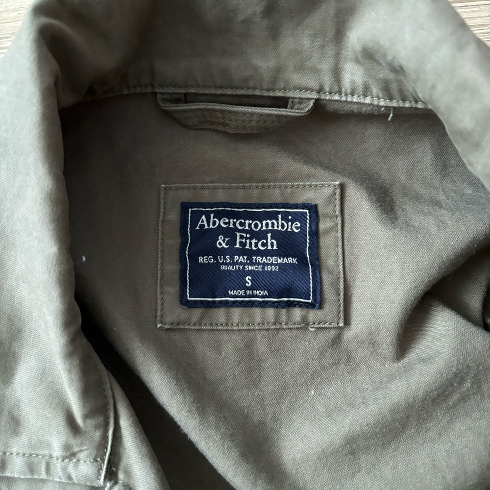 Abercrombie Cropped Patchwork Twill Jacket Olive … - image 8
